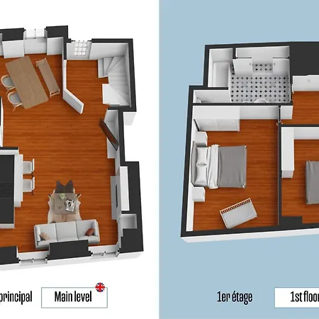 Le Grand Duplex - Spacieux - Hyper Centre - Wifi -thegoodbnb Apartmán Cherbourg-en-Cotentin